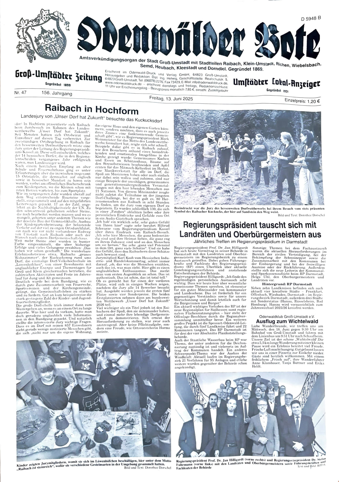 Presse-Bote zum Jury-Besuch "Unser Dorf"